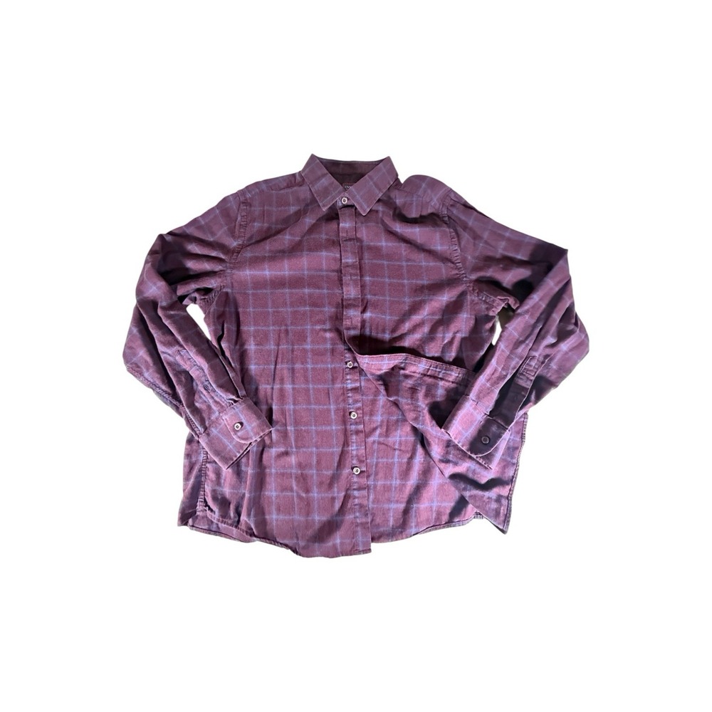 Untuckit Shirt Adult Extra Large Red Windowpane Plaid Slim Fit Button Down Mens